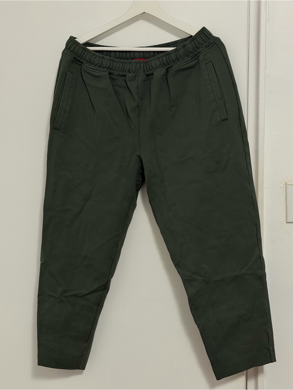 Men's Olive Green Elastic-Waist Joggers
